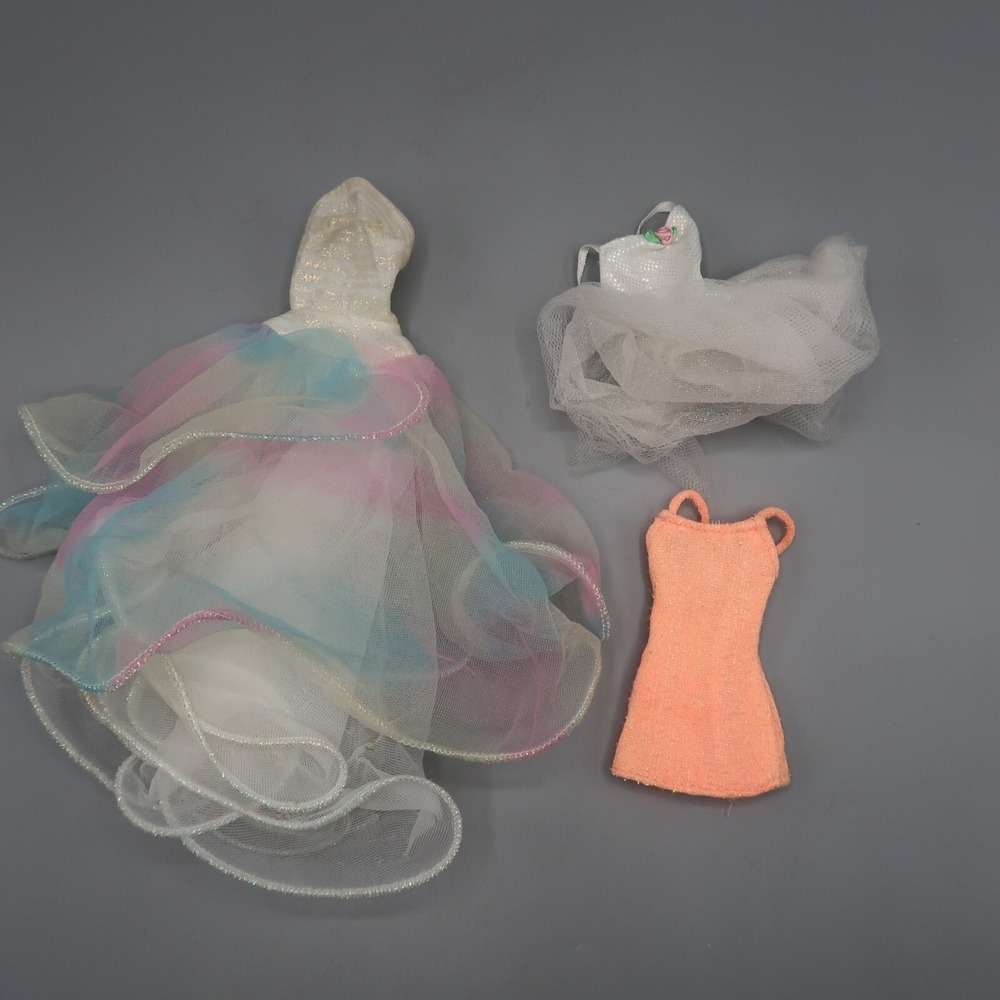 Barbie‎ Angel Princess Doll White Gown Orange Dress Tutu Clothes Lot 1996 Mattel